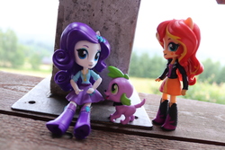 Size: 6000x4000 | Tagged: safe, artist:artofmagicpoland, rarity, spike, sunset shimmer, equestria girls, g4, doll, equestria girls minis, implied sci-twi, story included, toy