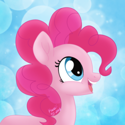 Size: 1280x1280 | Tagged: safe, artist:karzii, pinkie pie, earth pony, pony, g4, female, mare, open mouth, smiling, solo