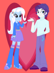 Size: 470x630 | Tagged: safe, artist:jamessentry, rarity, trixie, equestria girls, g4, duo, elusive, female, half r63 shipping, male, rarixie, rule 63, shipping, straight