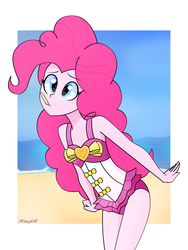 Size: 2448x3264 | Tagged: safe, artist:xan-gelx, pinkie pie, equestria girls, equestria girls specials, g4, my little pony equestria girls: better together, my little pony equestria girls: forgotten friendship, beach, clothes, female, high res, solo, swimsuit, water
