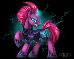 Size: 1024x805 | Tagged: safe, artist:sciggles, tempest shadow, pony, unicorn, g4, my little pony: the movie, broken horn, eye scar, female, horn, mare, scar, solo, sparking horn