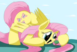 Size: 3496x2362 | Tagged: safe, artist:taurson, fluttershy, pegasus, pony, g4, cute, female, giant pony, happy, high res, macro, mare, open mouth, shyabetes, solo, tree