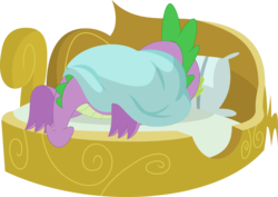 Size: 3559x2514 | Tagged: safe, artist:porygon2z, spike, dragon, g4, molt down, my little pony: friendship is magic, bed, blanket, high res, male, simple background, sleeping, solo, transparent background, vector