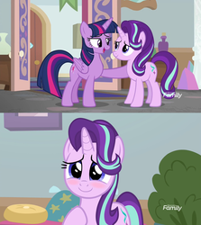 Size: 1278x1434 | Tagged: safe, screencap, starlight glimmer, twilight sparkle, alicorn, pony, unicorn, g4, marks for effort, blushing, cute, daaaaaaaaaaaw, discovery family logo, duo, female, glimmerbetes, hoof on chest, lidded eyes, mare, open mouth, raised hoof, shipping fuel, smiling, twilight sparkle (alicorn)