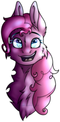 Size: 311x629 | Tagged: safe, artist:dragonseekerart, part of a set, pinkie pie, earth pony, pony, g4, bust, chest fluff, female, fluffy, looking at you, mare, open mouth, simple background, smiling, solo, transparent background