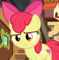 Size: 705x723 | Tagged: safe, screencap, apple bloom, earth pony, pony, g4, marks for effort, cropped, discovery family logo, female, solo