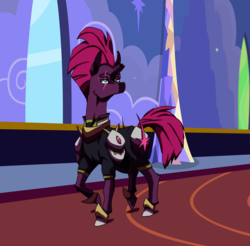 Size: 1470x1446 | Tagged: safe, artist:valo-son, tempest shadow, pony, unicorn, g4, my little pony: the movie, armor, broken horn, eye scar, female, horn, mare, royal guard, scar, solo, tempest becomes a royal guard, twilight's castle