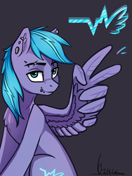 Size: 810x1080 | Tagged: safe, artist:ognifireheart, oc, oc only, oc:wild pegasus, pegasus, pony, piercing, solo, wing hands