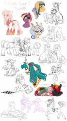 Size: 2000x3625 | Tagged: safe, artist:whisperseas, queen chrysalis, oc, oc:ariadne, oc:chitin, oc:harvest apple, oc:hearth apple, oc:jadeite, oc:kalypso, oc:nymph, oc:stormhoof, oc:sugar plum, oc:taffy twirl, oc:tizoc, oc:topaz apple, changepony, hybrid, g4, brother and sister, bust, chessboard, chest fluff, disguise, disguised changeling, female, high res, interspecies offspring, male, mother and daughter, mouth hold, noisemaker, oc x oc, offspring, offspring shipping, offspring's offspring, parent:ahuizotl, parent:big macintosh, parent:daring do, parent:discord, parent:fluttershy, parent:iron will, parent:king sombra, parent:marble pie, parent:oc:peachy keen, parent:oc:princess iridescence, parent:oc:prism bolt, parent:oc:turquoise blitz, parent:party favor, parent:pinkie pie, parent:princess celestia, parent:queen chrysalis, parents:chrysombra, parents:darizotl, parents:dislestia, parents:ironshy, parents:marblemac, parents:oc x oc, parents:partypie, scruff, shipping, siblings, simple background, sketch, sketch dump, snuggling, straight, white background