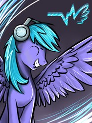 Size: 1200x1600 | Tagged: safe, artist:ognifireheart, oc, oc only, oc:wild pegasus, pegasus, pony, headphones, piercing, solo