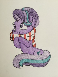 Size: 2448x3264 | Tagged: safe, artist:sweetiebot3000, starlight glimmer, pony, unicorn, g4, clothes, female, high res, scarf, smiling, solo, traditional art