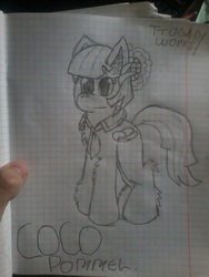 Size: 1200x1600 | Tagged: safe, artist:terminalhash, coco pommel, earth pony, pony, g4, female, graph paper, sketch, solo, traditional art