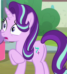 Size: 521x575 | Tagged: safe, screencap, starlight glimmer, pony, unicorn, g4, the parent map, butt, cropped, female, mare, open mouth, plot, raised hoof, solo