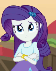 Size: 532x679 | Tagged: safe, screencap, rarity, equestria girls, equestria girls specials, g4, movie magic, animated, bracelet, cropped, cute, female, gif, jewelry, looking at you, loop, raribetes, solo, worried