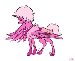Size: 1280x1047 | Tagged: safe, artist:littlesnaketail, alicorn, gem (race), gem pony, pony, clothes, diamond, female, gem, mare, pink diamond, pink diamond (steven universe), ponified, simple background, solo, spoilers for another series, steven universe, white background