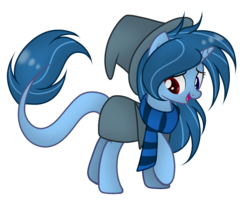 Size: 2533x2035 | Tagged: safe, artist:mintoria, oc, oc only, oc:lapis enchant, pony, unicorn, cloak, clothes, female, hat, heterochromia, high res, mare, scarf, simple background, solo, transparent background, witch hat
