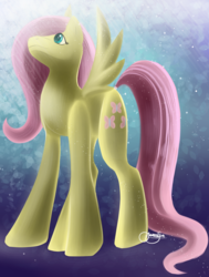Size: 1362x1800 | Tagged: safe, artist:psychoticminkiepie, fluttershy, pegasus, pony, g4, female, looking up, mare, smiling, solo, spread wings, wings