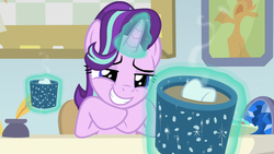 Size: 1920x1080 | Tagged: safe, screencap, starlight glimmer, pony, unicorn, g4, marks for effort, chocolate, cup, empathy cocoa, female, food, glowing horn, horn, hot chocolate, magic, mare, marshmallow, solo, telekinesis
