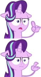 Size: 537x1000 | Tagged: safe, artist:the smiling pony, edit, editor:abronyaccount, starlight glimmer, pony, unicorn, g4, marks for effort, :i, can't argue with that, closed mouth, d:, faic, female, finger, floppy ears, hand, i mean i see, meme, open mouth, raised finger, reaction image, simple background, solo, suddenly hands, transparent background, wat, well you're not technically wrong