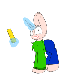 Size: 1024x1024 | Tagged: safe, artist:circuspaparazzi5678, pony, unicorn, bald, baldi, baldi's basics in education and learning, clothes, glowing horn, horn, male, ponified, ruler, simple background, solo, stallion, transparent background