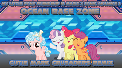 Size: 1920x1080 | Tagged: safe, artist:dashiemlpfim, apple bloom, cozy glow, scootaloo, sweetie belle, g4, marks for effort, cutie mark crusaders, female, filly, sonic advance 3