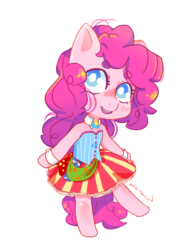 Size: 1024x1365 | Tagged: safe, artist:artist-squared, pinkie pie, anthro, g4, clothes, cute, dress, female, looking at you, simple background, solo, transparent background