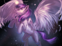 Size: 990x742 | Tagged: safe, artist:eggswithbenefits, twilight sparkle, alicorn, pony, g4, angry, female, flying, magic, mare, solo, spread wings, twilight sparkle (alicorn), wings
