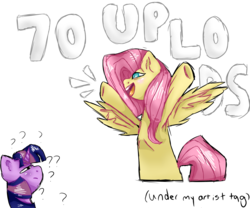 Size: 1800x1500 | Tagged: safe, artist:sodadoodle, fluttershy, twilight sparkle, alicorn, pegasus, pony, g4, blushing, celebration, colored, confused, confusion, female, happy, hooves, hooves in air, looking up, mane, mare, open mouth, question mark, shading, shiny, simple background, tail, teeth, text, transparent background, wings