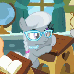 Size: 300x300 | Tagged: safe, screencap, silver spoon, earth pony, pony, g4, marks for effort, animated, cleaning, cropped, desk, female, gif, solo focus