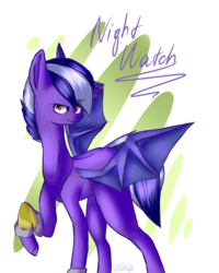 Size: 2000x2500 | Tagged: safe, artist:midnightdream123, oc, oc only, oc:night watch, bat pony, pony, female, high res, mare, simple background, solo, transparent background