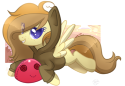 Size: 2712x1873 | Tagged: safe, artist:sugaryicecreammlp, oc, oc only, oc:ivory buttercup, pegasus, pony, butt freckles, clothes, female, freckles, hoodie, mare, prone, simple background, solo, transparent background