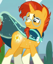 Size: 882x1056 | Tagged: safe, screencap, sunburst, pony, unicorn, g4, the parent map, assisted exposure, booty call, cropped, glowing cutie mark, male, stallion