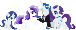 Size: 1166x468 | Tagged: safe, artist:margaretlovez, fancypants, rarity, oc, oc:amethyst aurora, oc:tourmaline, pony, unicorn, g4, base used, blank flank, family, female, filly, male, mare, offspring, parent:fancypants, parent:rarity, parents:raripants, ship:raripants, shipping, simple background, straight, transparent background