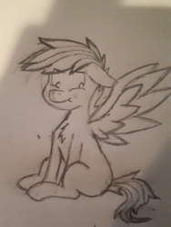 Size: 507x676 | Tagged: safe, oc, oc:nimbus cloudington, pegasus, pony, nimbus, spread wings, thinking about butts, wingboner, wings