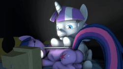 Size: 800x450 | Tagged: source needed, safe, artist:fishimira, twilight sparkle, twilight velvet, pony, unicorn, g4, 3d, animated, butt, butt poking, computer, context is for the weak, eyes closed, female, frown, glare, grin, gritted teeth, incest, keyboard, mare, monitor, nose wrinkle, open mouth, plot, prone, screaming, sleeping, smiling, source filmmaker, spanking, typing, unicorn twilight, wat