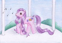 Size: 1024x718 | Tagged: safe, artist:normaleeinsane, silver song, pony, g3, female, solo, traditional art