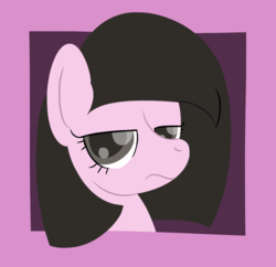 Size: 1038x1005 | Tagged: safe, artist:phat_guy, derpibooru exclusive, oc, oc only, pegasus, pony, bust, female, frame, frown, glare, lineless, looking at you, mare, portrait, simple background, solo
