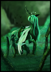 Size: 2480x3508 | Tagged: dead source, safe, artist:ssamiki, queen chrysalis, changeling, g4, crying, high res, mommy chrissy