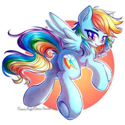 Size: 2000x2000 | Tagged: safe, artist:chaosangeldesu, part of a set, rainbow dash, pegasus, pony, g4, backwards cutie mark, beautiful, butt, butt fluff, circle background, cute, cutie mark, dashabetes, female, fluffy, high res, hooves, looking at you, looking back, looking back at you, mare, plot, simple background, smiling, solo, tail, transparent background, wings