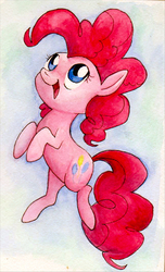 Size: 374x617 | Tagged: safe, artist:frozenspots, pinkie pie, earth pony, pony, g4, female, happy, looking up, mare, open mouth, solo, traditional art