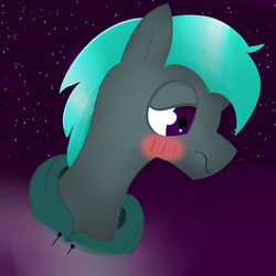 Size: 4000x4000 | Tagged: safe, artist:velvet rose, oc, oc only, oc:zephyr rose, pony, blushing, clothes, hoodie, night, odd smile, shine, sky, solo, stars