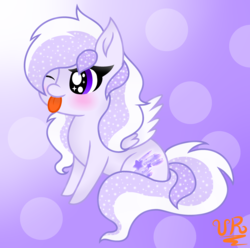 Size: 2936x2912 | Tagged: safe, artist:vallary-rainbow, oc, oc only, oc:starstorm slumber, pegasus, pony, chibi, cute, female, high res, sitting, solo, tongue out