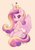 Size: 1755x2489 | Tagged: safe, artist:91o42, artist:bbtasu, princess cadance, alicorn, pony, g4, anatomically incorrect, belly button, collaboration, crown, female, hoof shoes, incorrect leg anatomy, jewelry, looking at you, mare, orange background, regalia, simple background, solo