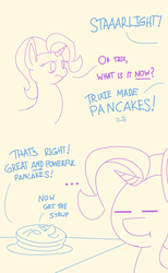 Size: 2536x4128 | Tagged: safe, artist:niteax, starlight glimmer, trixie, g4, cute, food, food transformation, great and powerful pancakes, i'm pancake, pancakes, silly, trixcakes