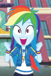 Size: 730x1080 | Tagged: safe, screencap, rainbow dash, equestria girls, g4, my little pony equestria girls: better together, the last day of school, cropped, female, geode of super speed, magical geodes, smiling