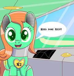 Size: 1449x1501 | Tagged: safe, artist:trackheadtherobopony, oc, oc only, oc:goldheart, pony, robot, robot pony, bronybait, cute, solo, supercomputer, talking to viewer, text