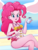 Size: 3000x4000 | Tagged: safe, artist:rockset, pinkie pie, equestria girls, equestria girls specials, g4, my little pony equestria girls: better together, my little pony equestria girls: forgotten friendship, beach, clothes, cute, diapinkes, drink, female, geode of sugar bombs, looking at you, magical geodes, open mouth, pinkie pie swimsuit, sitting, smiling, soda, solo, swimsuit, tongue out