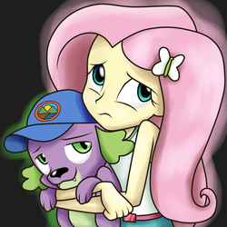 Size: 5000x5000 | Tagged: safe, artist:vicakukac200, fluttershy, spike, spike the regular dog, dog, equestria girls, g4, my little pony equestria girls: legend of everfree, absurd resolution, clothes, female, hug, male, ship:flutterspike, shipping, sleeveless, spike the dog, straight, tank top