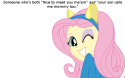 Size: 640x400 | Tagged: safe, artist:djseras, fluttershy, equestria girls, g4, female, meme, one eye closed, solo, wink