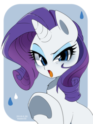 Size: 1300x1720 | Tagged: safe, artist:potetecyu_to, rarity, pony, unicorn, g4, eyeshadow, female, looking at you, makeup, mare, pointing, raised eyebrow, solo, underhoof